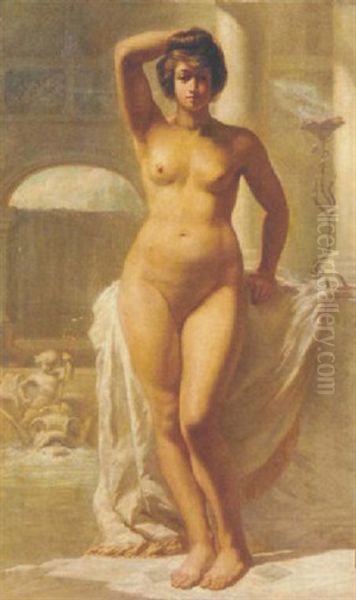 A Female Nude In A Classical Interior - view 1