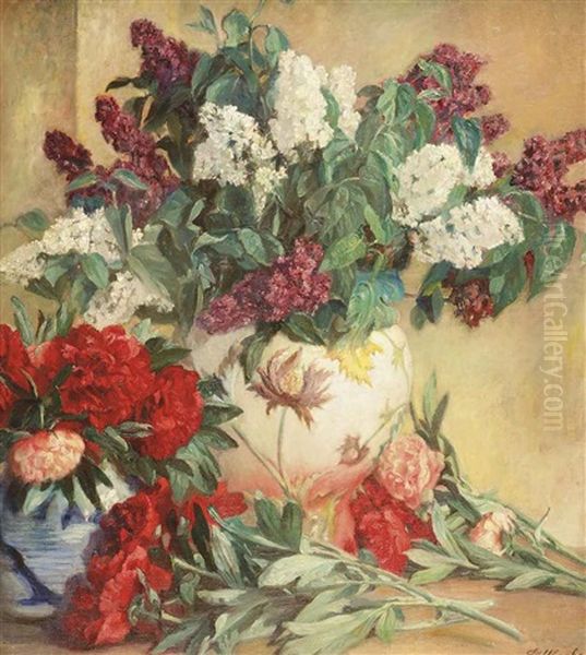 Lilacs And Peonies In A Vase - view 1