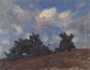Sommerlicher Hugel Mit Zwei Baumen by Otto Ubbelohde