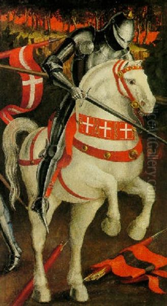 A Knight In Armor On A White Horse - view 1