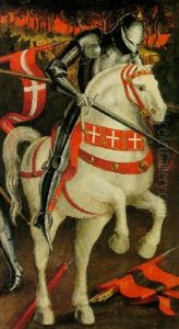 A Knight In Armor On A White Horse A Knight In Armor On A White Horse