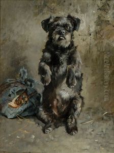 Tiggende Schnauzer by Karl Kristian Uchermann