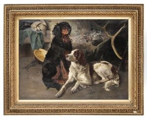 Gordon Setter Og Engelsk Setter Ved En Grue by Karl Kristian Uchermann