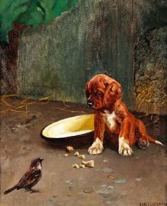 A Puppy And A Sparrow