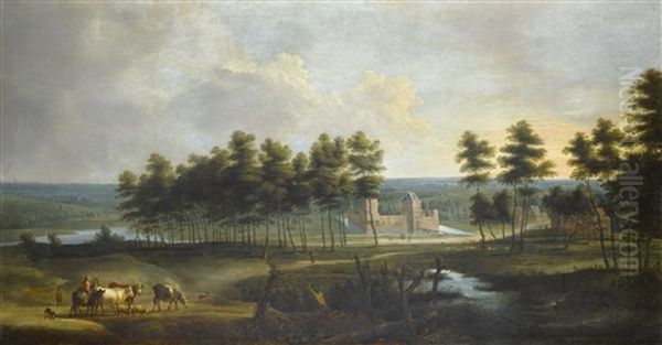 An Extensive Landscape With A View Of The Chateau De Male - view 1