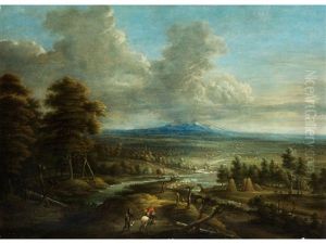 Flandrische Landschaft Mit Hoher Baumgruppe Und Figurenstaffage