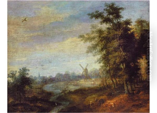Landschaft Mit Muhle Und Tierstaffage - view 1