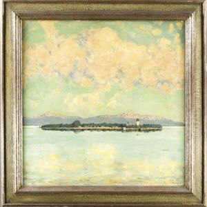 Sommerlicher Blick Uber Den Chiemsee Auf Die Fraueninsel by Joseph Uhl