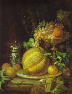 Stilleben Mit Obst Und Silber by Ferenc Ujhazy