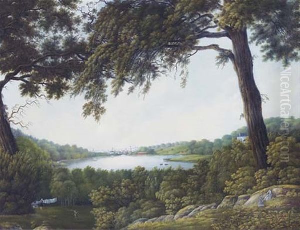 A Wooded Landscape With A Lake Beyond - view 1