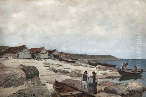 Kystlandskap Med Fiskere, Naust Og Robater