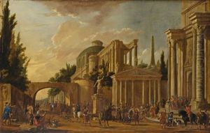 Vielfigurige Szene Vor Romischem Architekturcapriccio