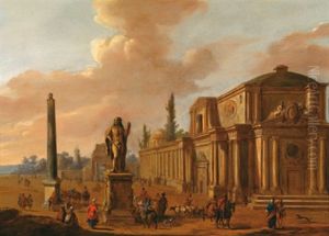 Ein Romisches Architekturcapriccio Mit Reicher Figurenstaffage