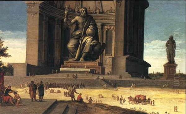 The Phidian Statue Of Zeus At Olympia, With Olympic Games In Session In Front - view 1