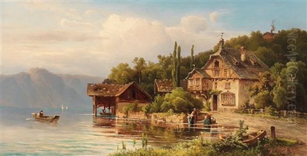 Washerwomen On The Lake Shore - view 1