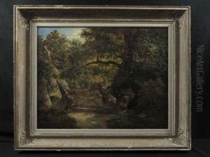 Women Stream Forest Interior by Hugo Ullik