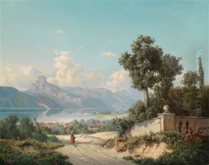 Blick Auf Gmunden Im Hintergrund Schlos Ort by Hugo Ullik