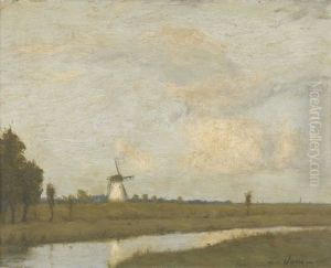 Hollandische Kanalpartie Mit Windmuhle by Raoul Andre Ulmann