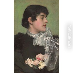 Portrait Of A Woman With Tea Roses