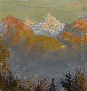 Der Walliser Besso Im Abendrot by Hans Casper Ulrich