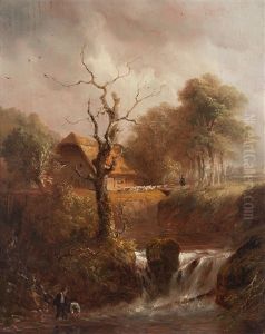 Flusslandschaft Mit Bauernhaus Und Staffage thumbnail