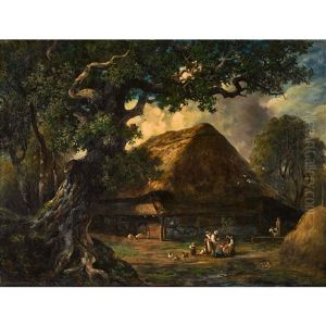 Bauernfamilie Beim Pflanzen Eines Baumes