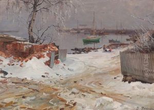 Vinterlandskap Ved Asgardstrand by Even Ulving