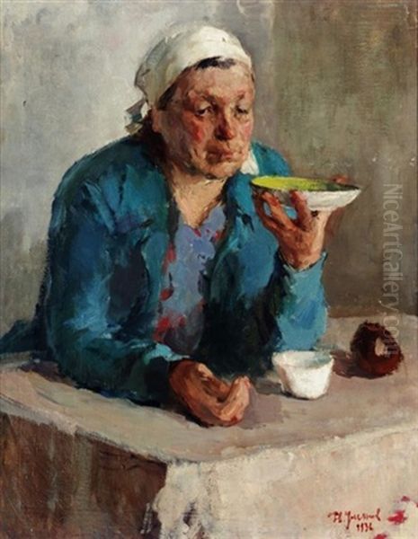 Drinking Tea (+ Portrait Of A Bearded Man, Verso) - view 1