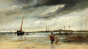 Figures And Vessel On A Beach Figures And Vessel On A Beach