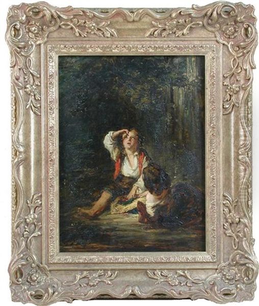 Two Boys Fishing; And Two Boys Eating Cherries (pair) - view 1