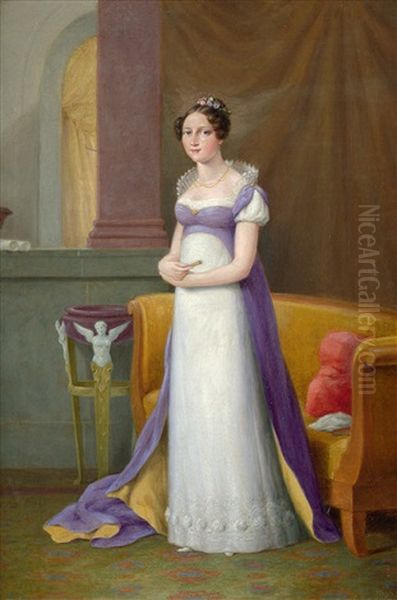 Grosherzogin Marie Von Mecklenburg-strelitz: Bildnis Mit Ihrem Sohn Und Bildnis Im Chemisekleid Mit Violettem Uberkleid (pair) - view 1