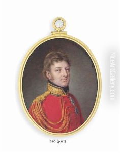 Two Miniatures Of Prince Adolphus, Duke Of Cambridge (1774-1850): In Red Coat With Black Collar Embroidered In Gold With Oak Leaves