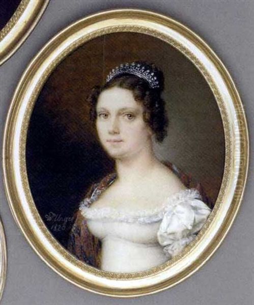 Princess Sophie Of Thurn And Taxis, Later Duchess Of Wurttemberg, In Lace-bordered White Silk Dress With Pearls Adorning Her Short Sleeves, Multi-coloured Cashmere Stole - view 1