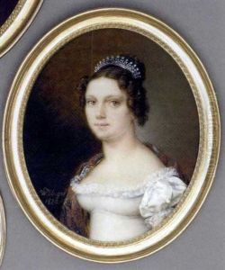 Princess Sophie Of Thurn And Taxis, Later Duchess Of Wurttemberg, In Lace-bordered White Silk Dress With Pearls Adorning Her Short Sleeves, Multi-coloured Cashmere Stole