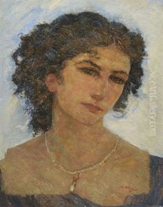 Portrait Einer Dame Mit Perlenkette