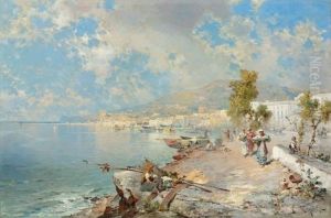 A View Of The Gulf Of Naples by Franz Richard Unterberger