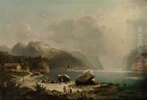 Fischer Am Hardangerfjord In Norwegen by Franz Richard Unterberger