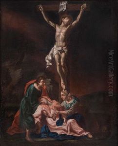Christus Am Kreuz Mit Hl. Johannes Und Hl. Magdalena, Welche Die Ohnmachtige Gottesmutter Stutzen by Michelangelo Unterberger