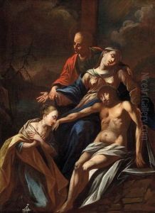 Pieta Mit Dem Evangelisten Hl. Johannes Und Der Hl. Maria Magdalena by Michelangelo Unterberger