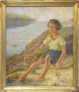 Portrait Of A Girl On The Shore by Anna Milo Upjohn