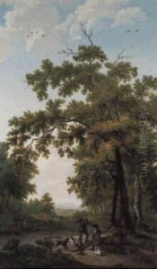 Two Huntsmen Resting By A Side Of A Path by Willem Uppink