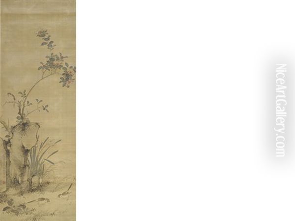 Sparrows In A Flowering Landscape - view 1