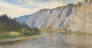 River Landscape by Alexander Denisov Uralsky