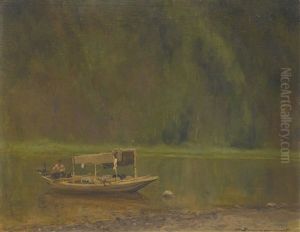 Author's Boat By The High Wooded Bank Of The Chusovaya by Alexander Denisov Uralsky