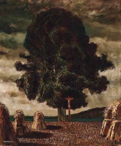 "opus 4205" (baum In Weiter Landschaft Mit Korngarben) - view 1
