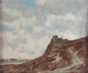 Malerische Kustenlandschaft Mit Burghugel Malerische Kustenlandschaft Mit Burghugel