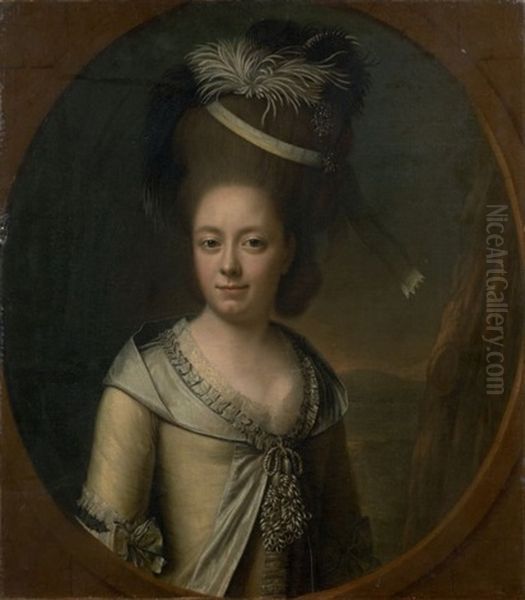 Portrait De Femme Dans Un Ovale Peint - view 1