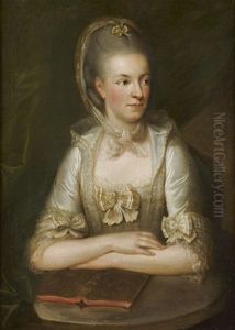 Portrait De Femme Au Livre Ouvert by Georg Anton Abraham Urlaub