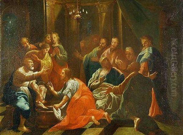 Fuswaschung Christi. Die Nachtliche Szene Ist In Einen Festlich Beleuchteten Saal Verlegt - view 1