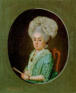 Bildnis Einer Dame, Die Auf Einem Stuhl Sitzt Und Einen Facher In Der Hand Halt by Georg Karl Urlaub